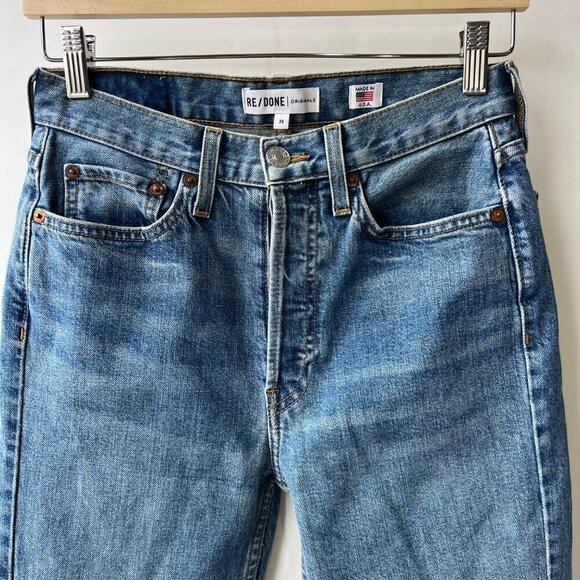 Re/done High rise ankle crop jeans, medium blue, Size 26, L69 - Picture 5 of 13